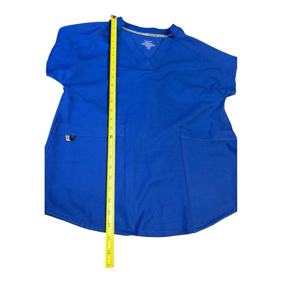 Climate Right Cuddl Duds Women’s Woven Twill Scrub Top V-neck  Blue XS - Picture 4 of 8